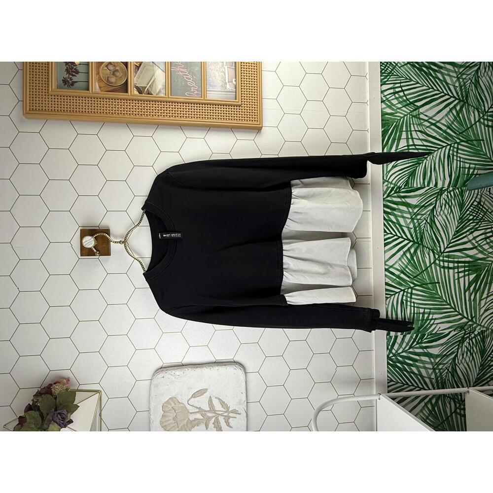 Lord & Taylor Design Lab Black and White Peplum Layer Tunic - Size - Medium